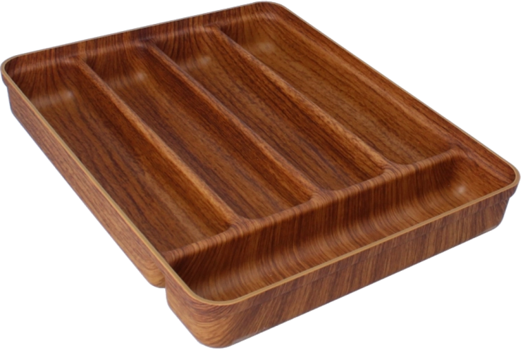 Organizer do szuflady na sztućce, 5 przegródek, brązowy