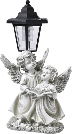 Solarny lampion z dwoma aniołkami na grób i do ogrodu - 1 sztuka