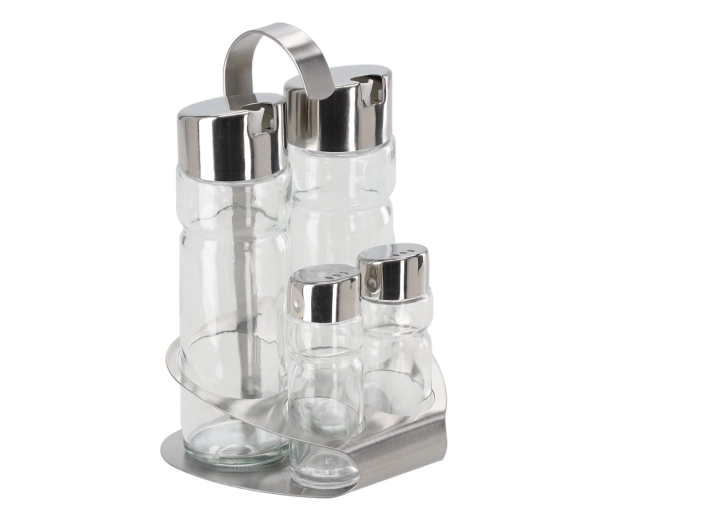 Zestaw przypraw 4‑częściowy ze stali nierdzewnej i szkła