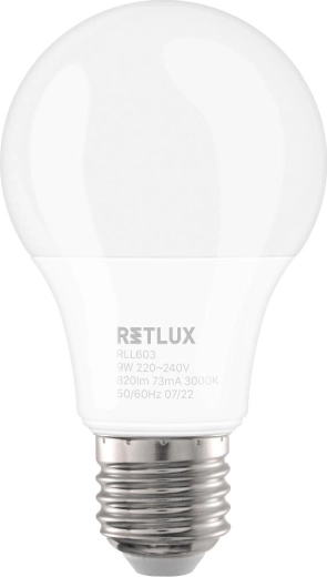 Żarówka LED RETLUX RLL 603 A60 E27 9 W, ciepła biel