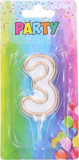 Świeczka imprezowa numer 3 - złota