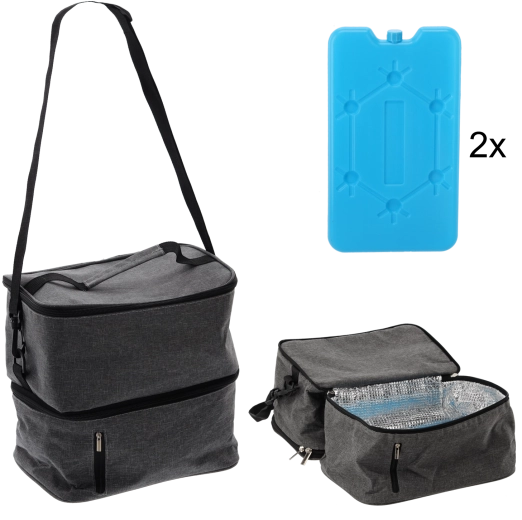 Torba termiczna 13 l z dwoma wkładami chłodzącymi, szara