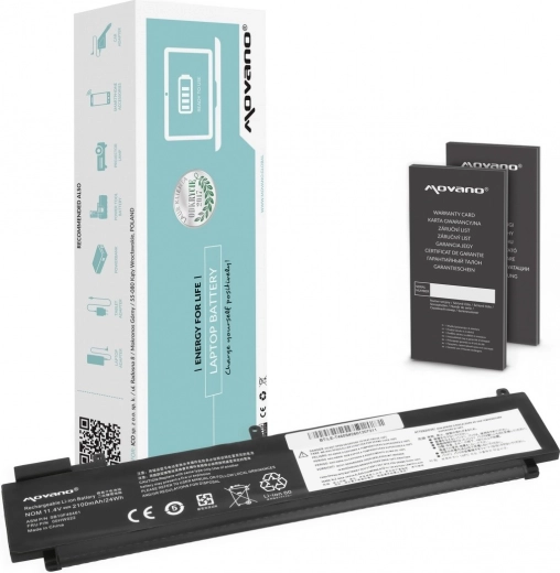 Movano bateria do Lenovo ThinkPad T480s (L17L3P71, 01AV478) 4650 mAh 54 Wh