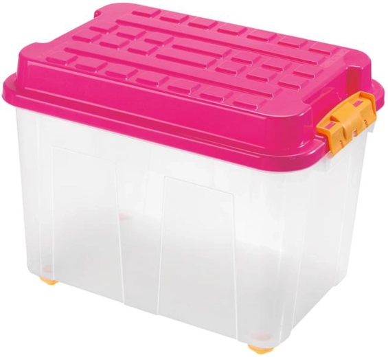 Plastowy pojemnik do przechowywania 75 l, przezroczysty, sztaplowany 60 × 40 × 46 cm