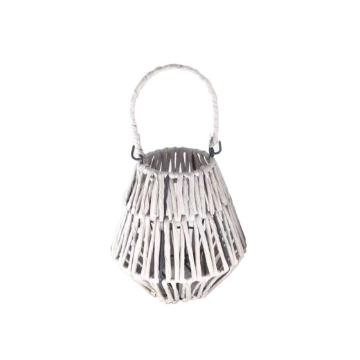 Latarnia rattanowa z wkładem szklanym, biała 18 × 20 cm