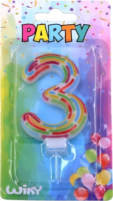 Świeczka urodzinowa cyfra 3 w paski