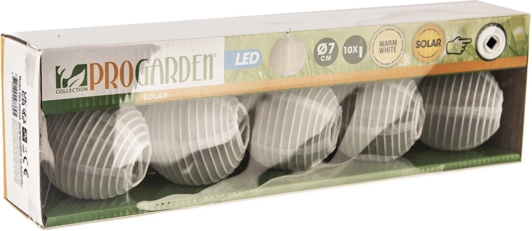 Solarny łańcuch LED z białymi lampionami 10 szt. 4 m
