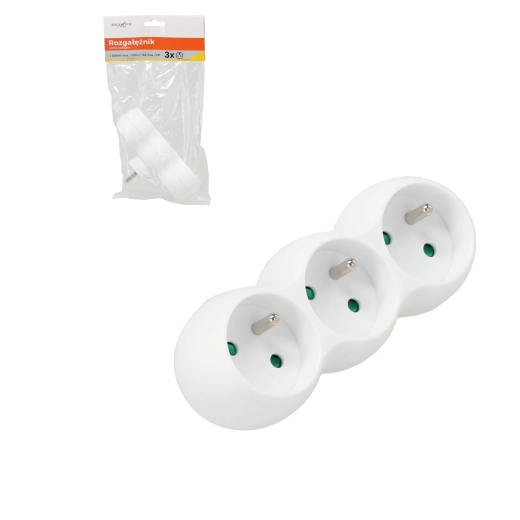 Przedłużacz–rozdzielacz z 3 gniazdami, biały