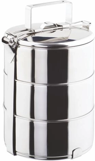 Stalowy pojemnik na żywność TORO, 3 piętra 3×800 ml