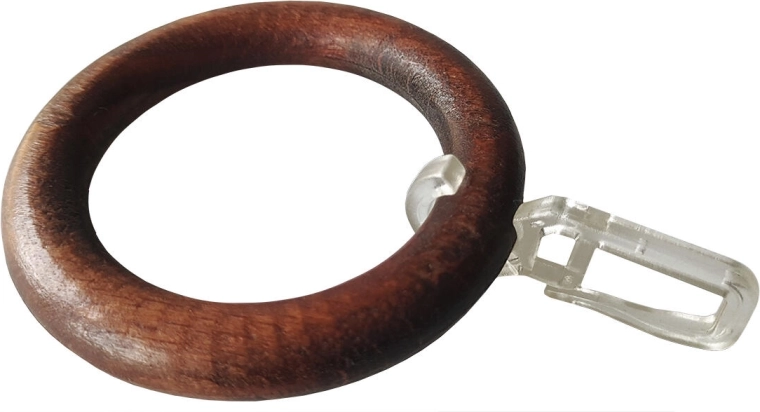 Drewniane kółka na karnisz z haczykiem, orzech (10 szt.)