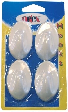 Samoprzylepne duże haczyki owalne, białe (4 szt.)