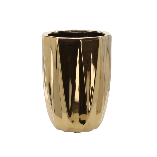 Ceramiczna osłona na doniczkę 24 × 24 × 32 cm – złota