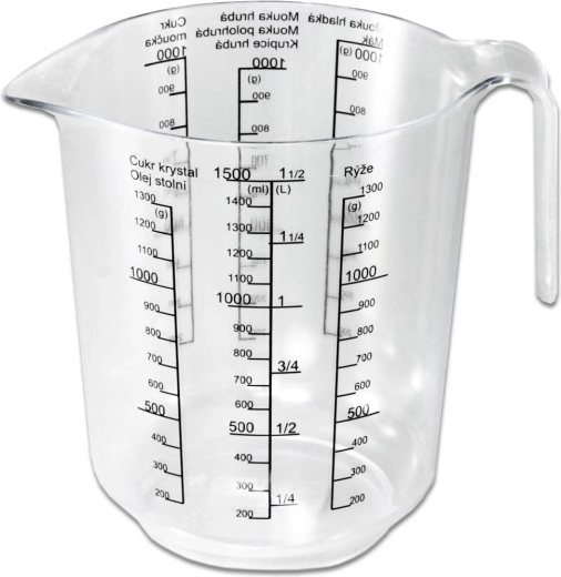 Plastowa miarka 1,5 l z nadrukiem