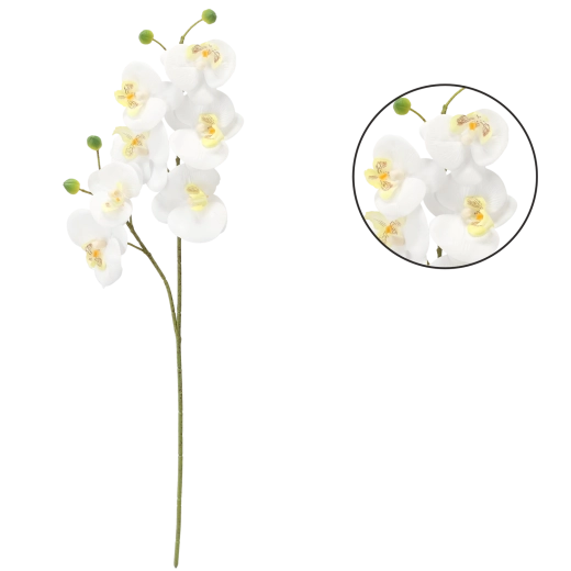 Sztuczna gałązka orchidei 64 cm biała