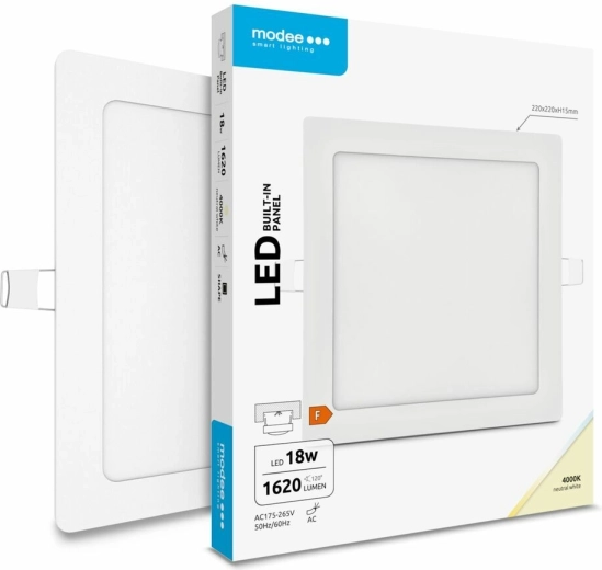 Modee Lighting LED wbudowany kwadratowy panel 18 W, neutralna biel, 1620 lm