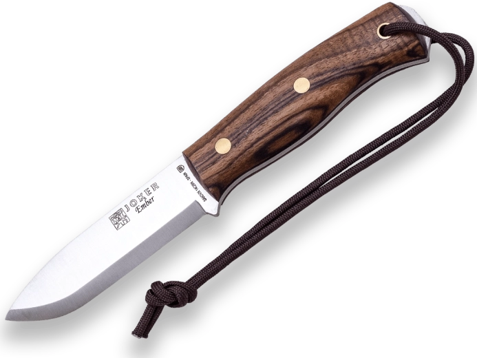 Joker Ember nóż outdoorowy 10,5 cm z orzechową rękojeścią i skórzanym etui