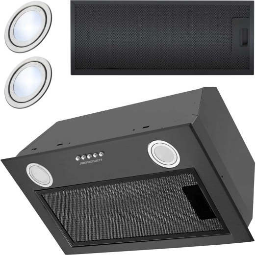 Zabudowany podszafkowy okap 52 cm czarny Berdsen