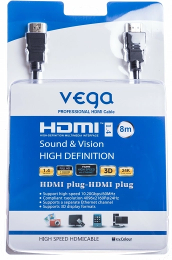 Kabel HDMI 8 m 10,2 Gb/s czarny Vega