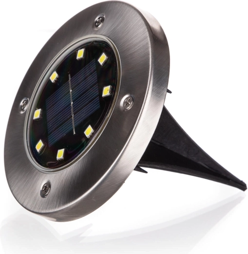 Solarna wpuszczana podłogowa lampa LED 12 cm, stal nierdzewna/plastik