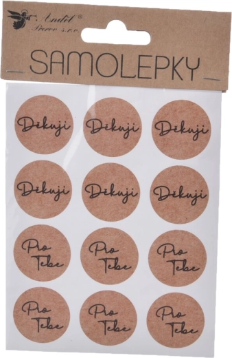 Naklejki „Dziękuję / dla Ciebie” – okrągłe etykiety 3 cm, 12 szt.