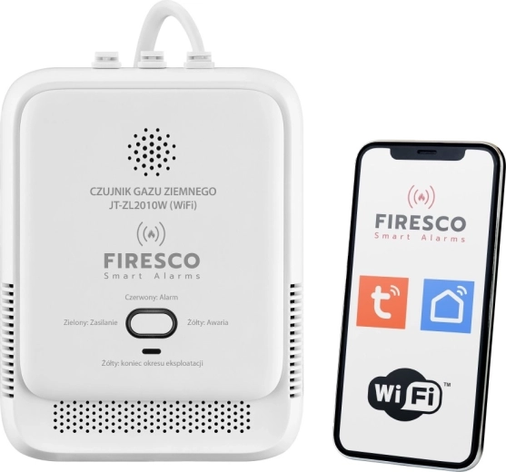 Firesco WiFi detektor gazu ziemnego (metan CH4) Tuya/Smart Life