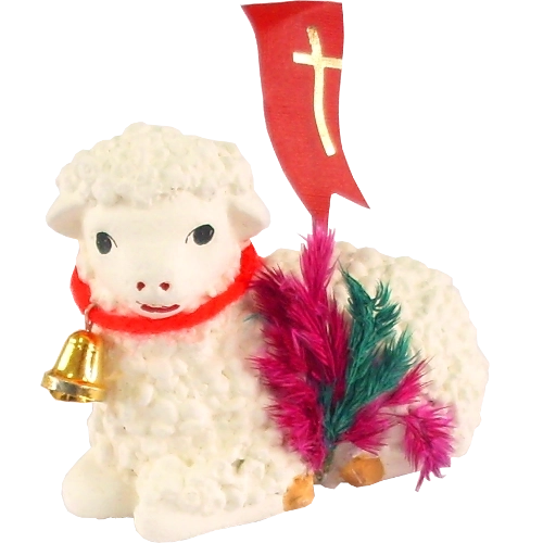 Leżący wielkanocny baranek z gipsu