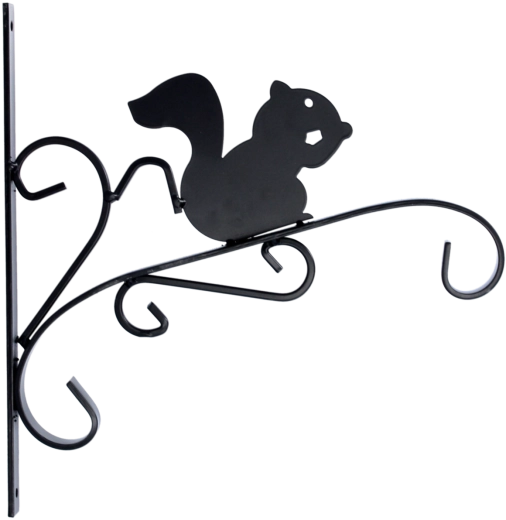 Wiszący uchwyt na doniczkę 30 × 28 cm czarny – wiewiórka