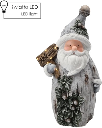 Świąteczna figurka Santa Welcome z oświetleniem LED 24 × 13 × 44,3 cm