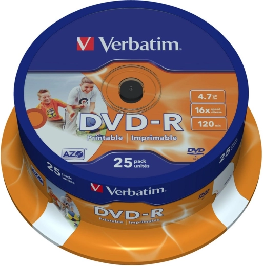 Verbatim DVD-R 4,7 GB 16x z szeroką powierzchnią do nadruku atramentowego - 25 szt.