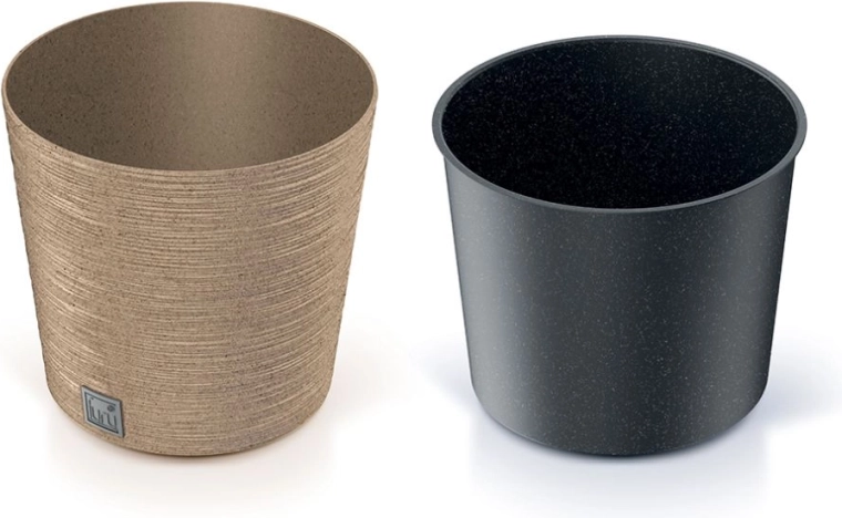 Doniczka Furu Round Low Eco Wood z wkładem 25 cm – naturo