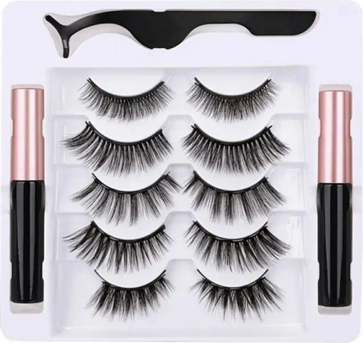 Magnetyczne rzęsy 5x z magnetycznym eyelinerem