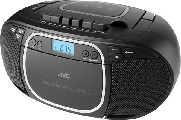 Boombox JVC z CD, kasetą i Bluetooth w kolorze czarnym