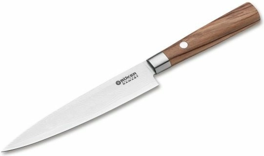 Böker Manufaktur Solingen Damast Olive uniwersalny nóż kuchenny 15 cm