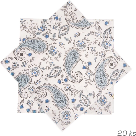 Papierowe serwetki z wzorem kaszmirowym 33 × 33 cm, 20 szt.