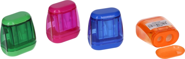 Temperówka na dwa ołówki z pojemnikiem - 4 kolory