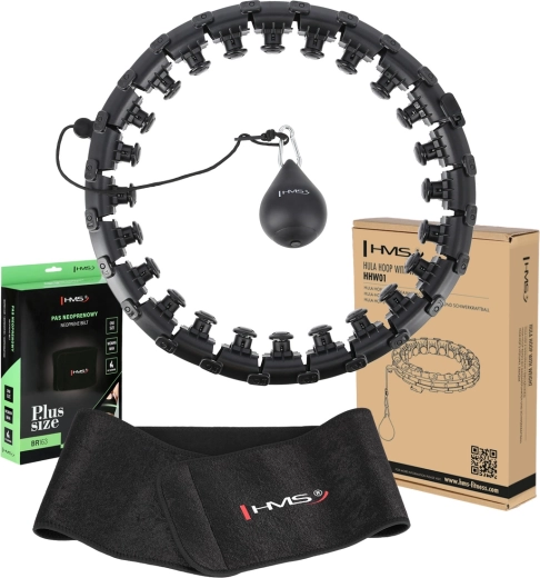 Masażowy inteligentny hula hoop HMS HHW12 Plus z regulowaną obręczą i pasem BR163 – czarny