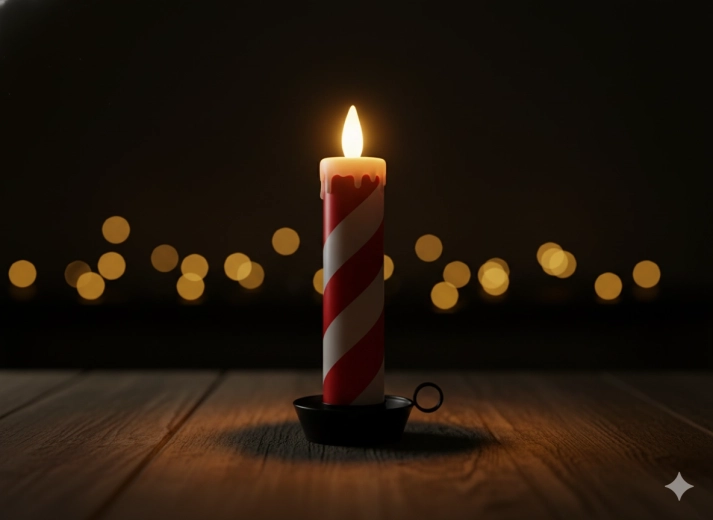 Świąteczna świeca LED biało‑czerwona 10 × 10 × 27,5 cm z timerem