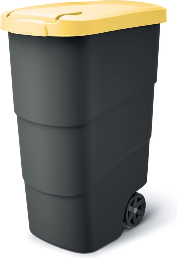 Ogrodowy pojemnik na odpady WHEELER 90 l, antracytowy z żółtą pokrywą