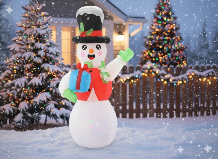 Nadmuchiwany świecący bałwan 180 cm z LED