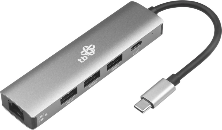 Adapter / hub USB‑C 5w1 z Ethernetem (RJ45), 3× USB 3.0 i USB‑C PD 100 W