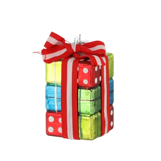 Szklana ozdoba bożonarodzeniowa w kształcie prezentu, zestaw 6 szt.