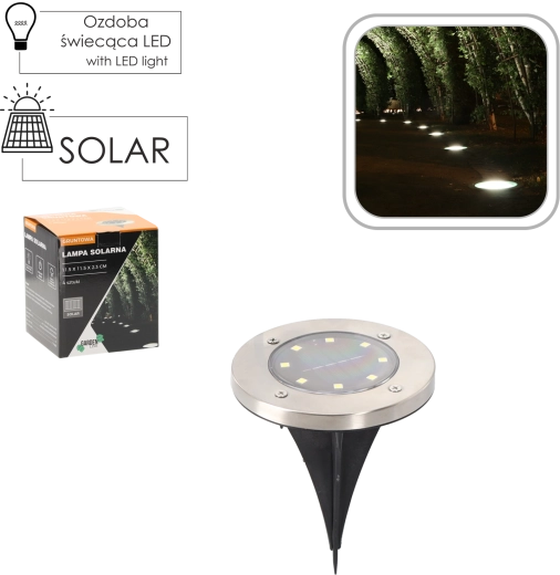 Zestaw 4 solarnych wpuszczanych lamp ogrodowych, srebrny, 11,5 × 11,5 × 2,3 cm