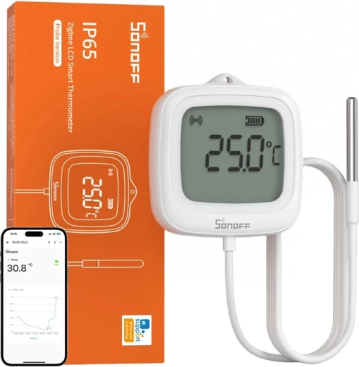 Zigbee czujnik temperatury SONOFF SNZB-02LD z wyświetlaczem LCD i sondą