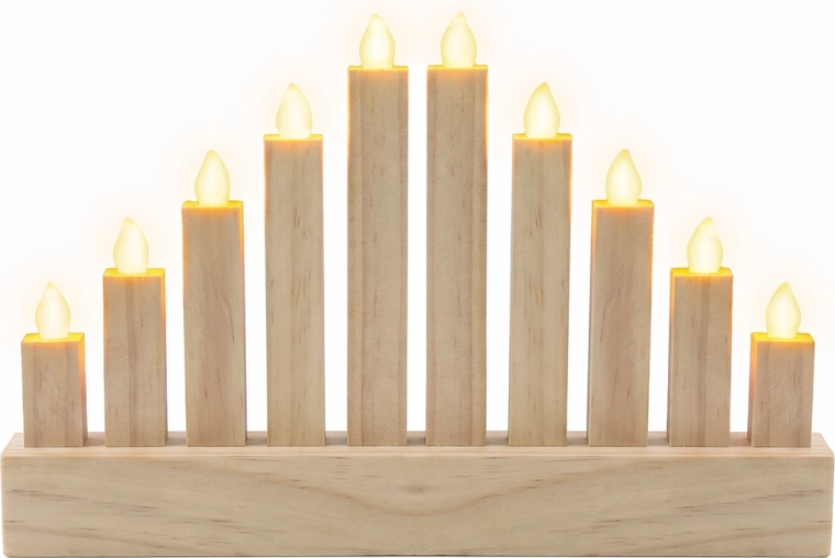 Drewniany świecznik LED Solight z 10 lampkami