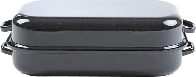 Emaliowana brytfanna z pokrywą 30 × 17 cm, gładka powierzchnia, 2-częściowa