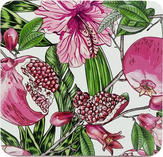Zestaw 4 podkładek Hibiskus 10 × 10 cm w pudełku prezentowym