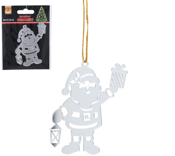 Zestaw srebrnych ozdób świątecznych Mikołaj 3 szt.