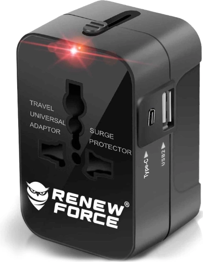 Uniwersalny adapter podróżny z USB i USB-C