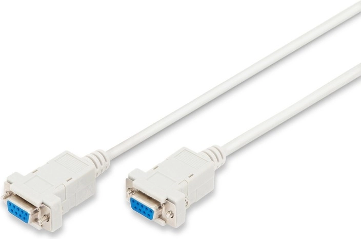 Kabel null modem RS232 D-Sub 9 (gniazdo–gniazdo) 1,8 m szary