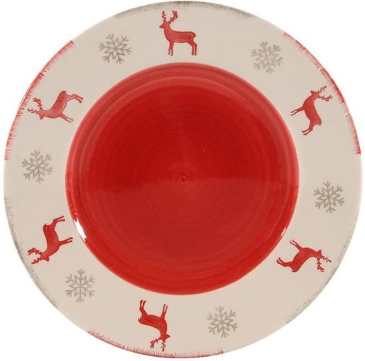 Świąteczny ceramiczny talerz deserowy z reniferem 21 cm